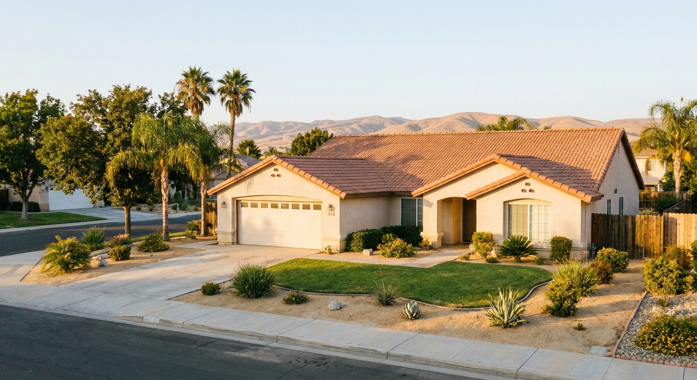 Single-family rental home exterior in Bakersfield, CA & the Central Valley